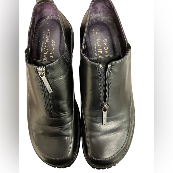 Sport Donald J Pliner Leather Zip Loafers Black Chunky Lug Sole Womens Size 10 M - Picture 6 of 14